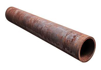 Rusty metal pipe isolated on white background