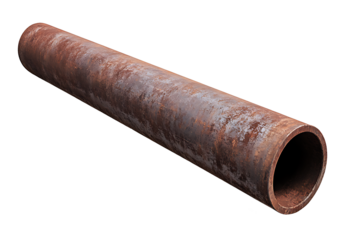 Rusty metal pipe isolated on white background