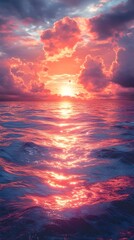 Fototapeta premium A gradient of coral red blending into icy blue.