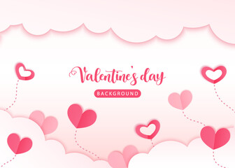 Valentines day love background design with paper fold hearts for valentine banner