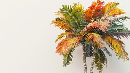 Fototapeta premium Lush tropical palm trees showcasing vibrant colors against a neutral background