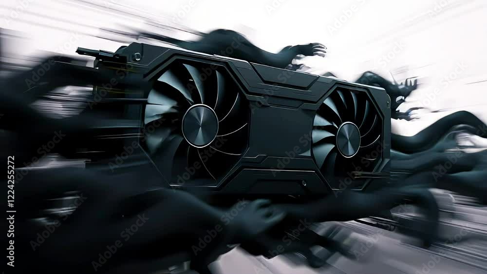 Poster dynamic gpu motion abstract. perfect for tech, ai, and innovation projects. high-resolution motion b