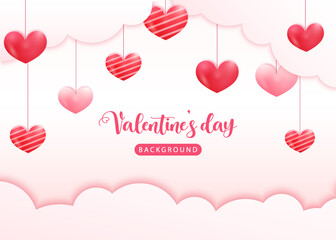 Romantic love background design with 3d hearts for valentines day design