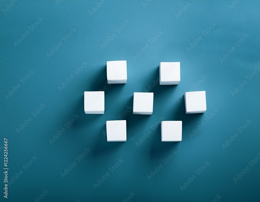 Poster white cubes on solid background. generated image
