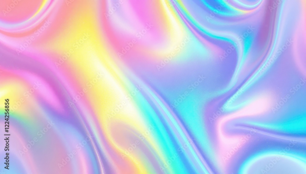 Poster iridescent abstract colorful pastel gradient pattern with smooth fluid shapes