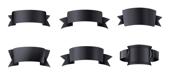 Set of black ribbons for design