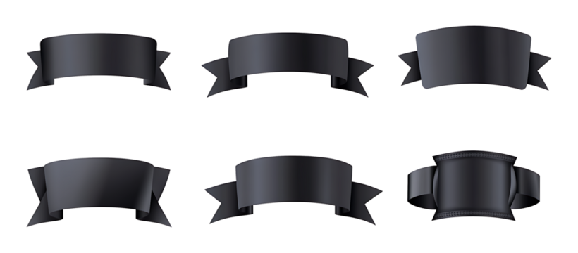 Set of black ribbons for design