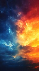 Fototapeta premium A gradient of electric blue transitioning to vibrant orange.