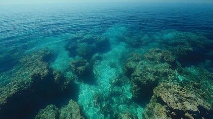 Fototapeta premium A gradient of emerald green fading into oceanic turquoise.