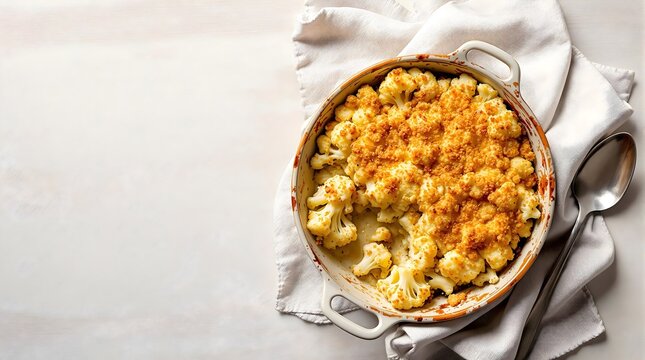 Blomk&aring;lgrateng (Cauliflower Gratin) baked with Creamy Cheese Sauce and Golden Topping (Norwegian Cuisine)