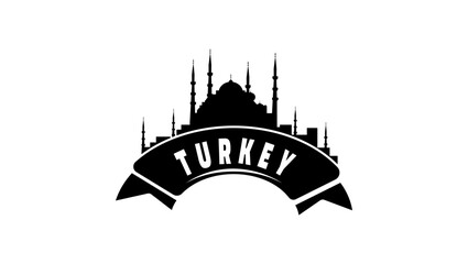 travel to turkey, black isolated silhouette