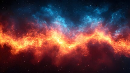 Fototapeta premium A gradient of fiery red transitioning into starlit blue.