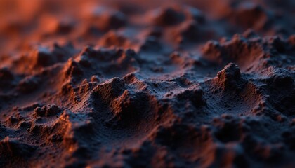 Close-up of rocky surface with dramatic lighting and textured terrain