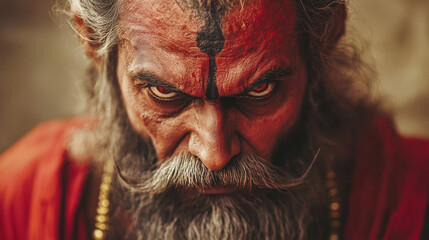 Obraz premium Demonic Looking indian guru or monk