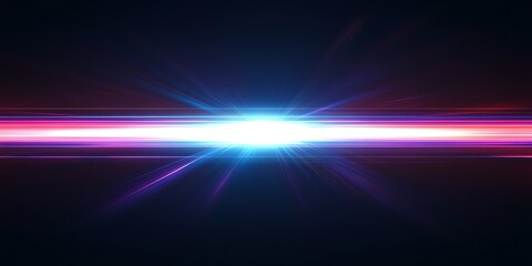 Obraz premium Abstract neon light streak with vibrant colors against dark background, futuristic digital design.