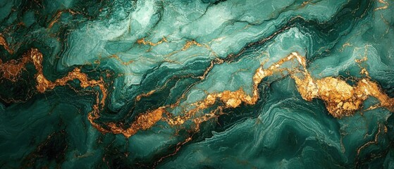 Emerald green marble texture with gold veins abstract background luxury design elegant pattern