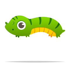 Cute green caterpillar vector isolated illustration