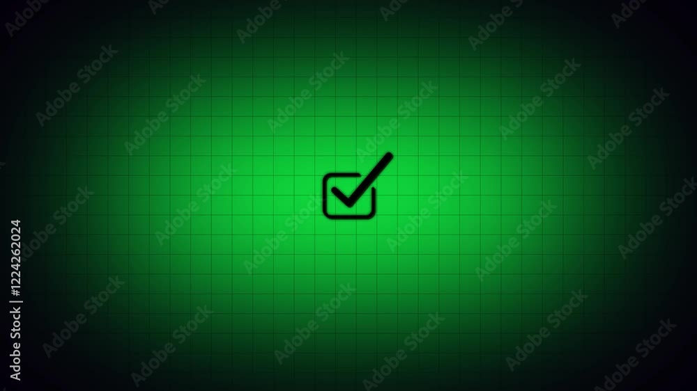 Poster checkmark sign icon animation.put tick in box bw animation.approved tick mark icon,
