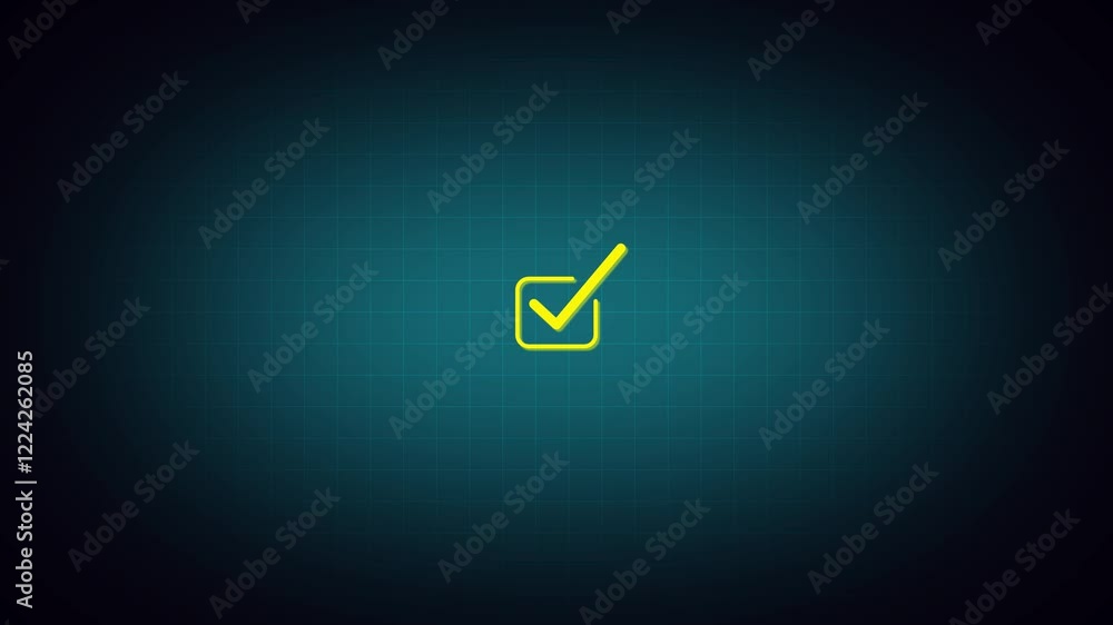 Poster checkmark sign icon animation.put tick in box bw animation.approved tick mark icon,