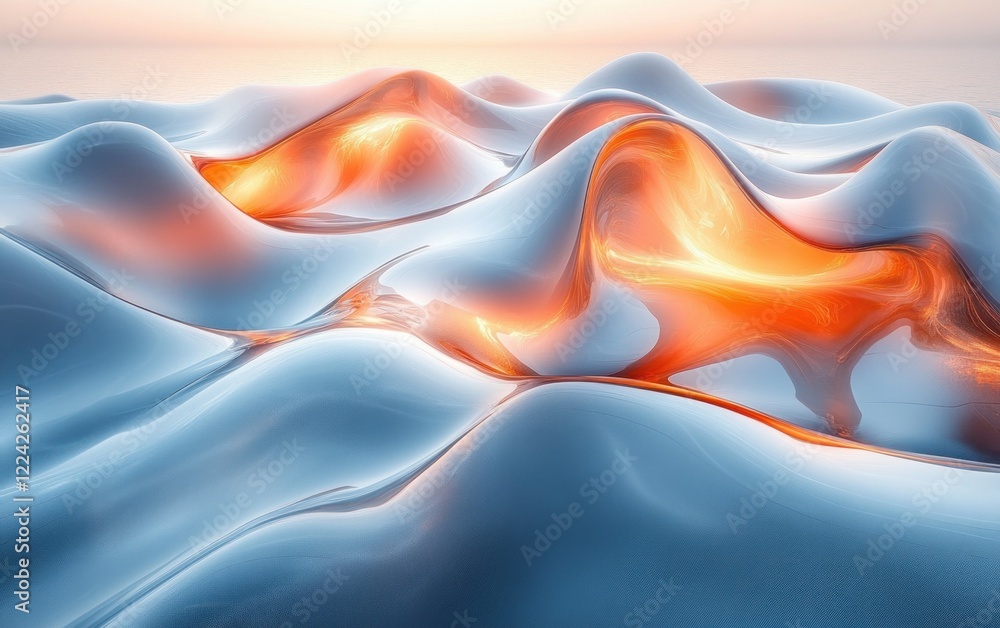 Poster Abstract Flowing Shapes Background Dynamic Curved Lines 3D Rendering