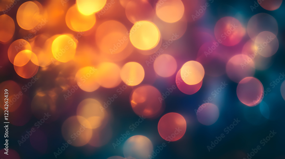 Poster vibrant abstract blurred bokeh lights in warm varied color palette : generative ai