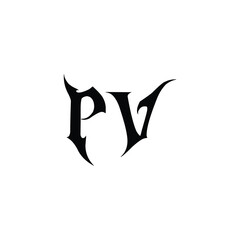 Naklejka premium PV monogram logo design letter text name symbol monochrome logotype alphabet character simple logo
