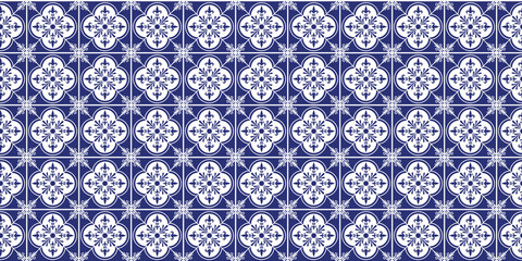 Fototapeta premium Decorative tiles blue seamless pattern, seamless pattern, decoration pattern, floors pattern,