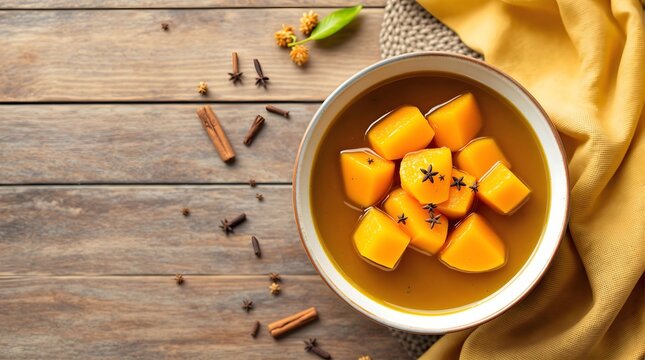 Doce de Mam&atilde;o Verde (Sweet Green Papaya Cubes) in a Spiced Syrup (Bahian Cuisine)
