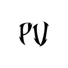 PV monogram logo design letter text name symbol monochrome logotype alphabet character simple logo