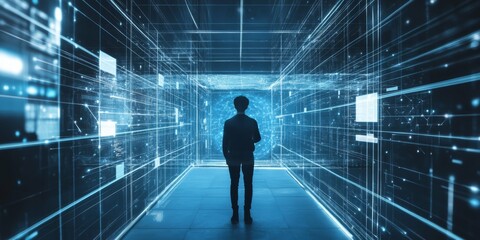 Exploring a Futuristic Cyber World with Holographic Illusions and Digital Innovation