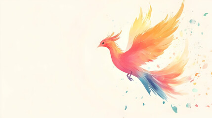 Obraz premium Vibrant Colorful Bird Flying Amidst Abstract Painted Background