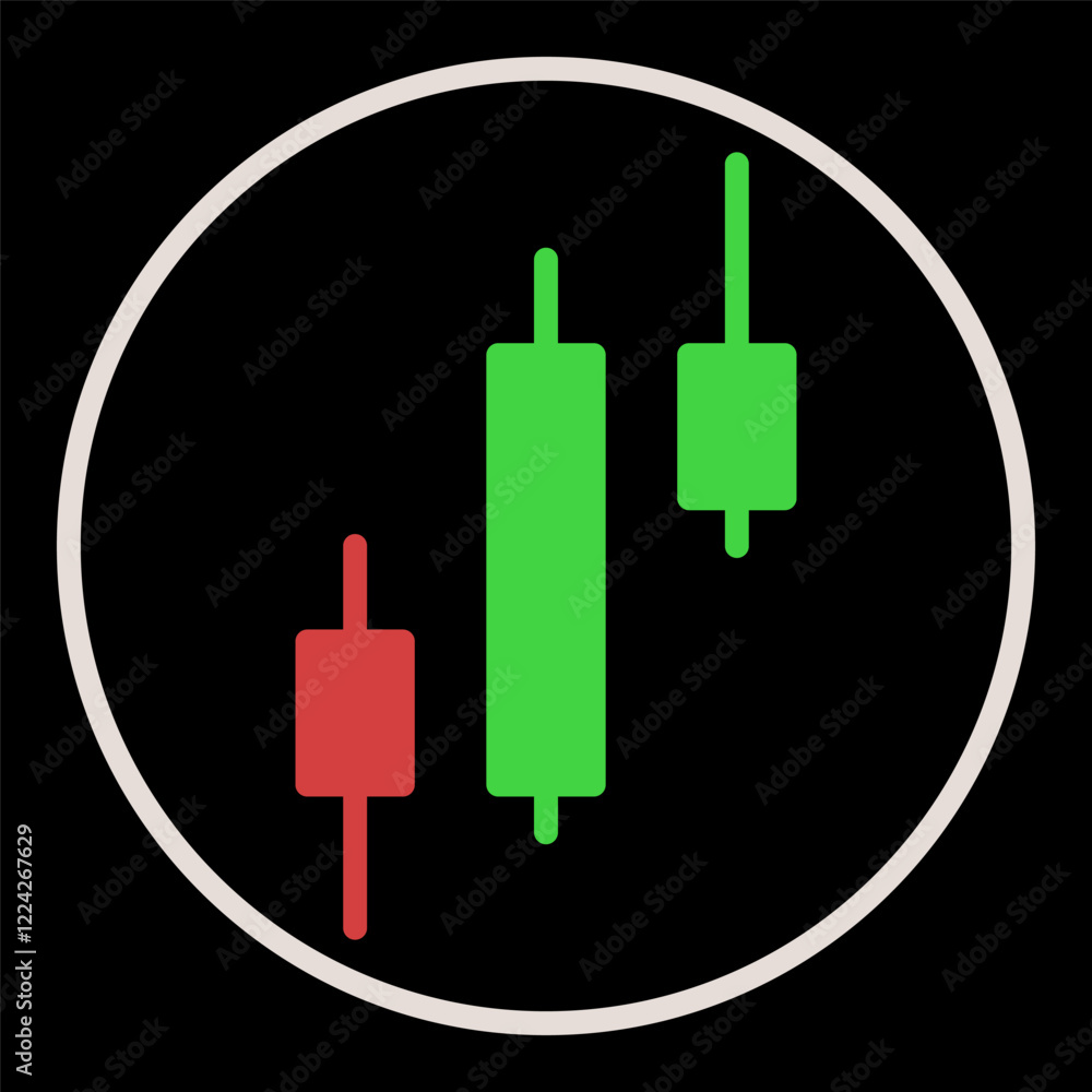 Poster circle with candlestick chart inside vector analytics colored icon or symbol