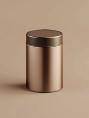This coffee tin mockup features a sleek matte metallic design with customizable graphics, perfect for showcasing branding and product packaging ideas.