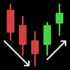 Trend Reversal Candlestick Chart vector colored icon or symbol