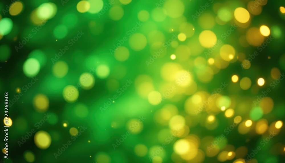 Poster abstract green and yellow bokeh light background with soft glow