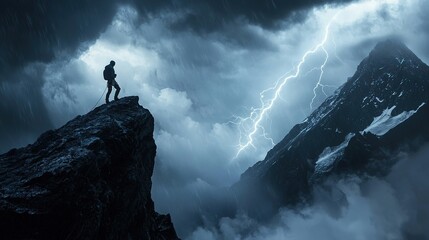 Stormy Mountain Peak Climber