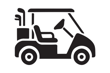 Black and White Golf Cart Silhouette Vector Graphic
