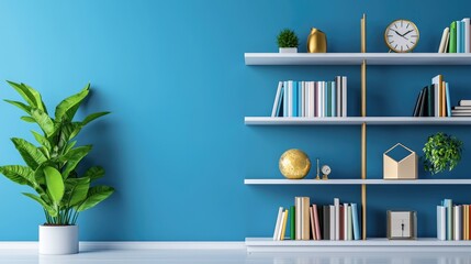 Modern Interior Design with Bookshelf and Plants