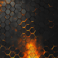 black background with hexagons, generative AI illustration