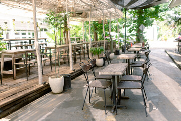 coffee shop coffee shop background aestetic modern minimalist cafe room The table and chairs Empty table in coffee shop.exterior coffe shop