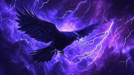 Naklejka premium Stormy Raven Flight