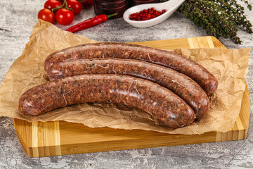 Raw beef and lamb sausages