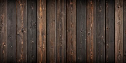 Fototapeta premium A serene and atmospheric background of dark wood planks, weathered by time, with subtle highlights illuminating the aged patina, perfect for rustic or vintage-themed designs.