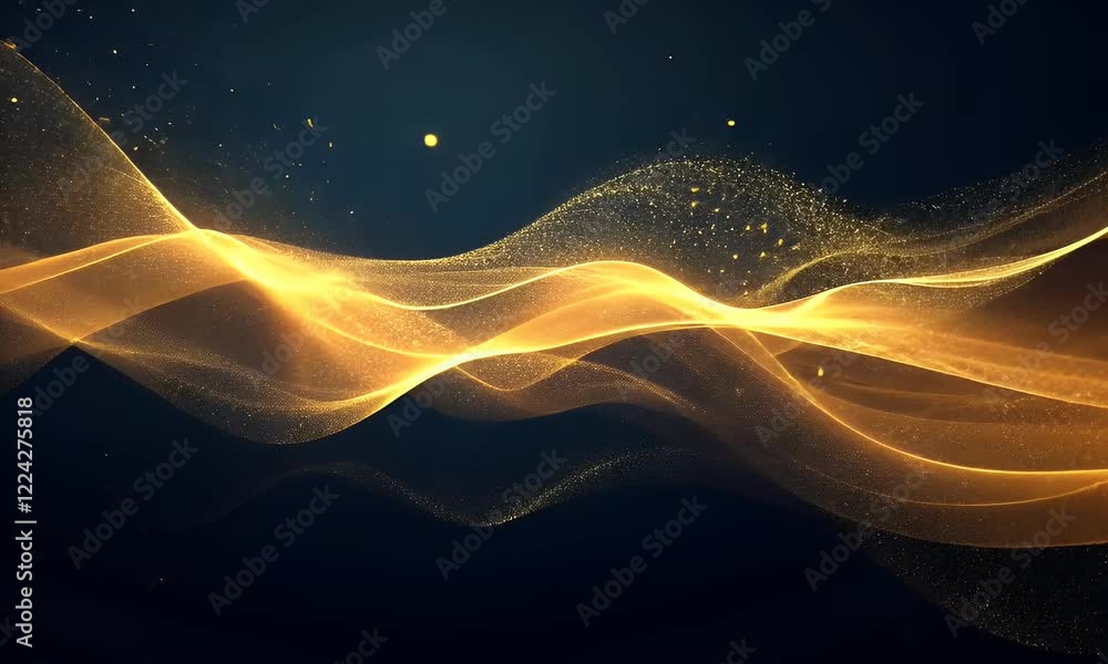 Poster golden wave energy flow dark background abstract design
