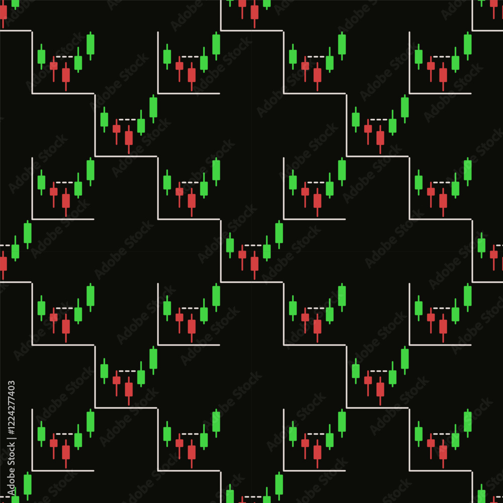 Poster candlestick chart vector crypto trading colored seamless pattern