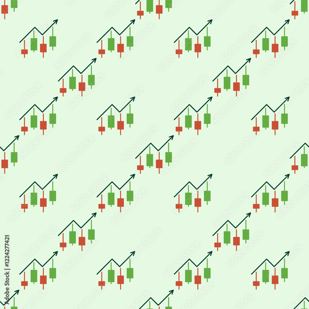 Poster candlestick chart with arrow vector technical analysis seamless pattern