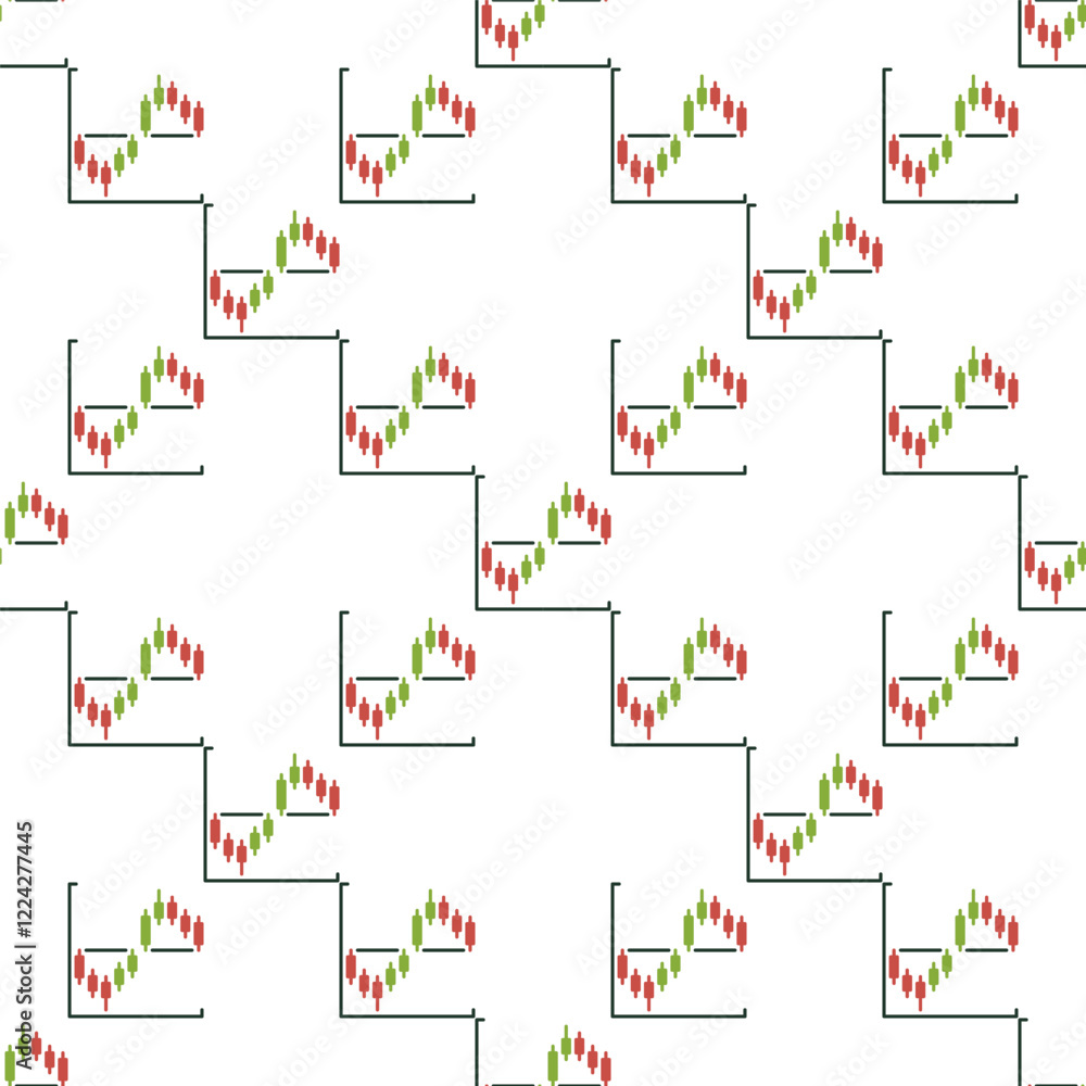Poster cryptocurrency candlestick chart vector analytics simple seamless pattern