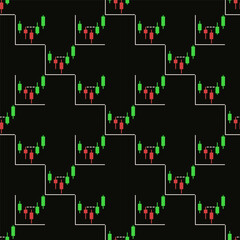 Candlestick Chart vector Crypto Trading colored seamless pattern
