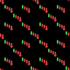 Downtrend Candlestick Pattern vector Cryptocurrency Analytics colored seamless pattern