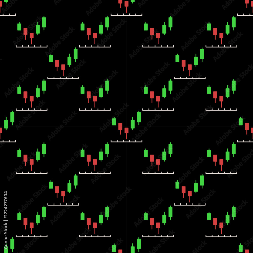 Poster red and green candlestick chart vector crypto trading and price action colored seamless pattern